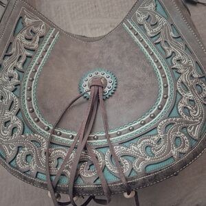 Montana West Brown and Teal Hobo Bag